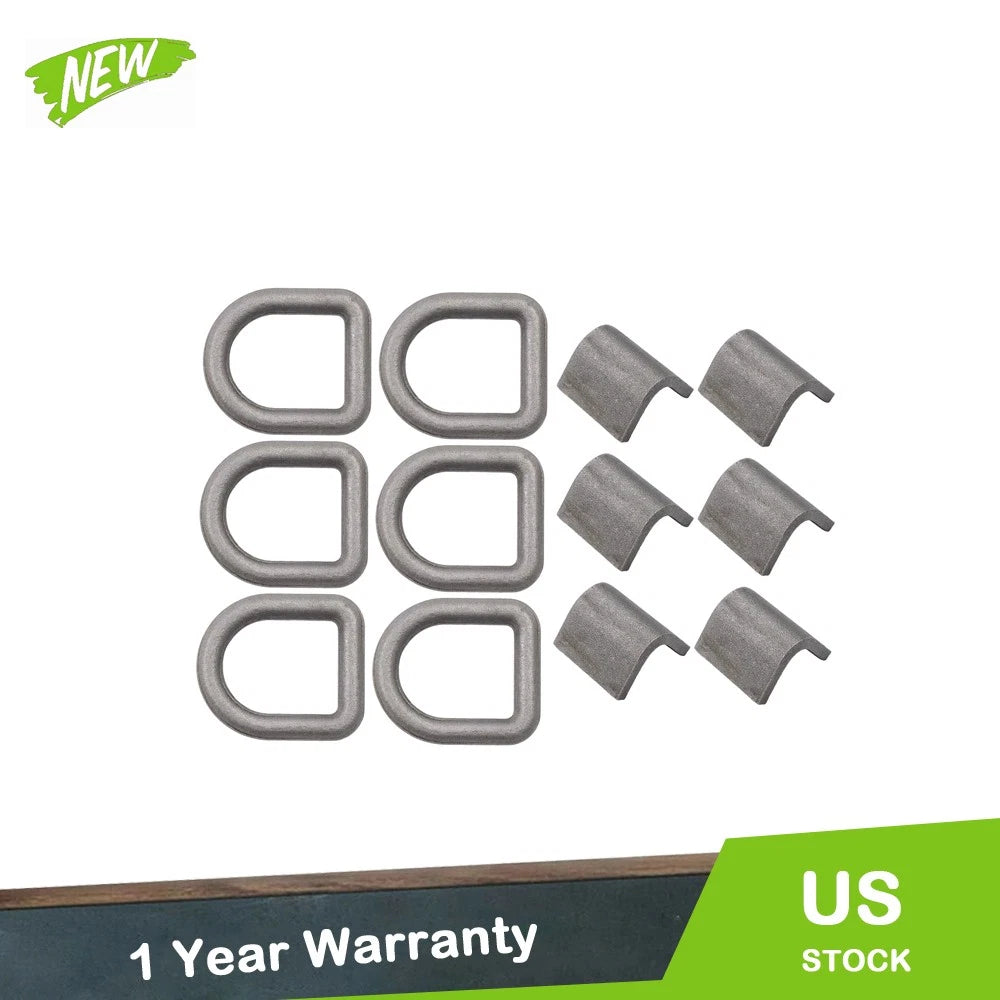 Set of 6 Heavy Duty Weld-On Forged D Rings 3/8 Inch 5000 Lbs Strength
