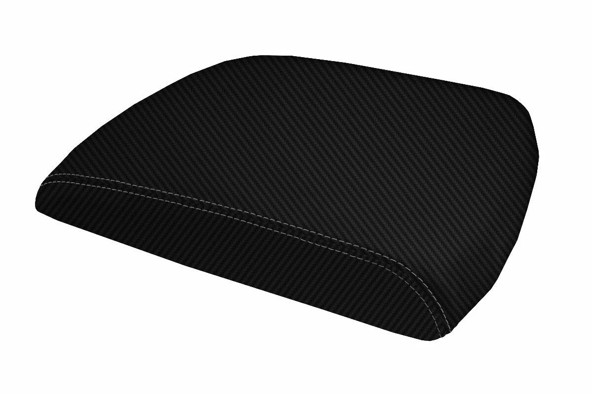 Console Lid Armrest Cover for Dodge Ram (2009–2016) Carbon Fiber Gray Stitch
