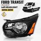 Halogen Headlight for Ford Transit 150/250/350/350HD (2015–2022) W/Bulb Black