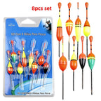 8pc Fishing Float Set with High Visibility Bobbers and Rigged Lines