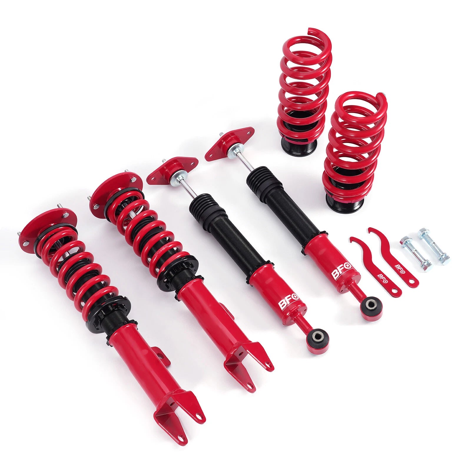 2006-2010 Dodge Charger SRT-8 BFO Coilover Kit Adj. Height Shock Absorbers | MaXpeedingRods | Left | 1 Year Manufacturer Warranty | Carbon | Coil Spring | Double Pipe | Screw-On