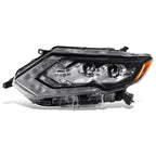 Driver Left Projector Headlight for Nissan Rogue (2017–2018) Black/Amber