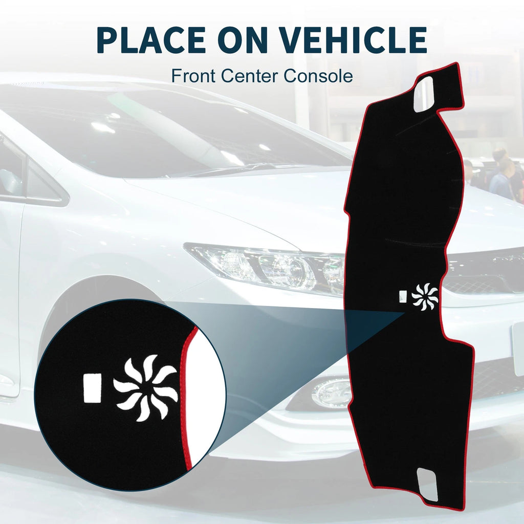 Dashboard Cover Mat for Honda Civic FL5 (2022–2024) Black Red