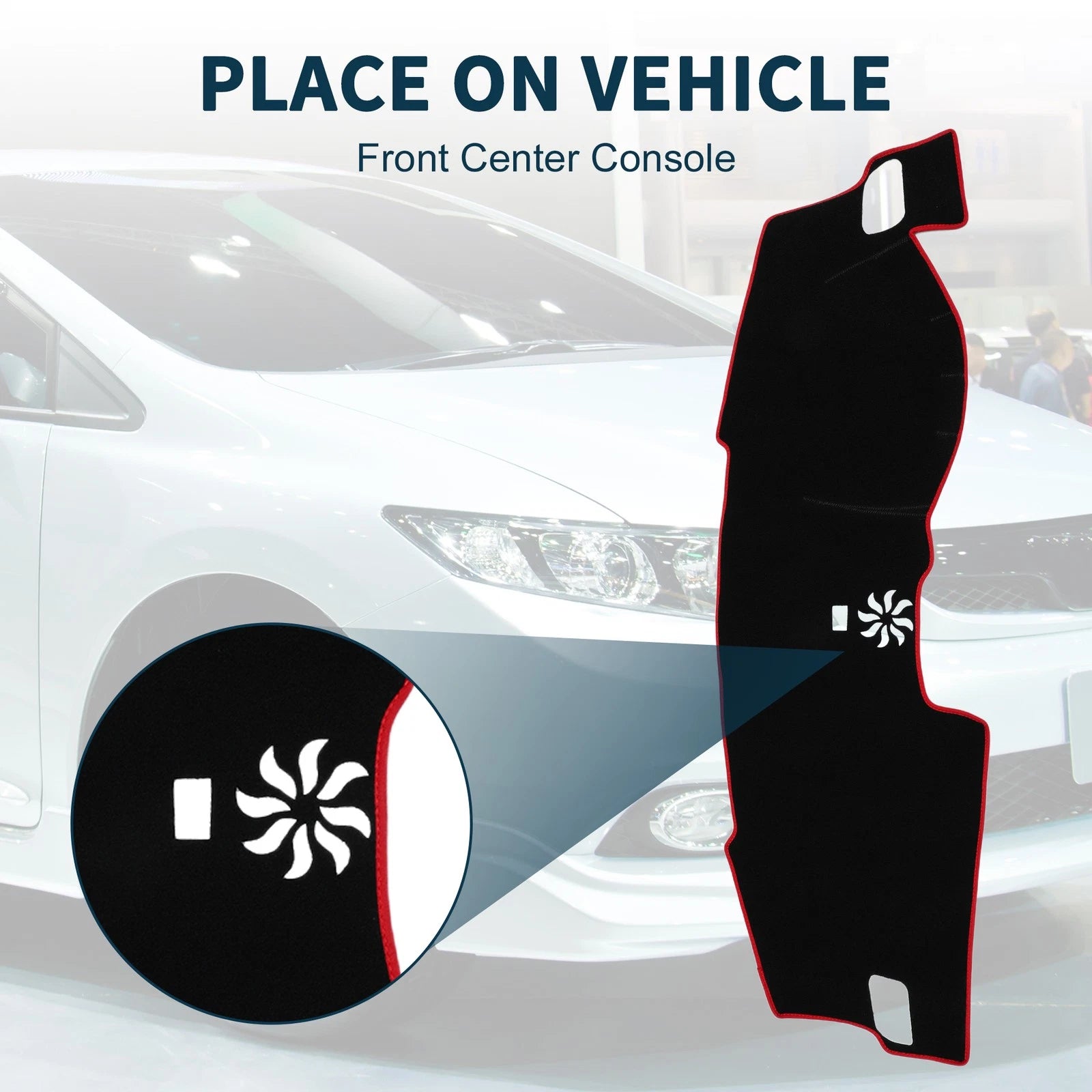 Dashboard Cover Mat for Honda Civic FL5 (2022–2024) Black Red
