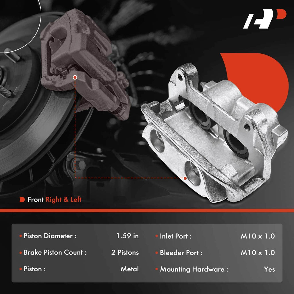 Pair Front Brake Calipers with Bracket for Ford Mustang (1999-2001)
