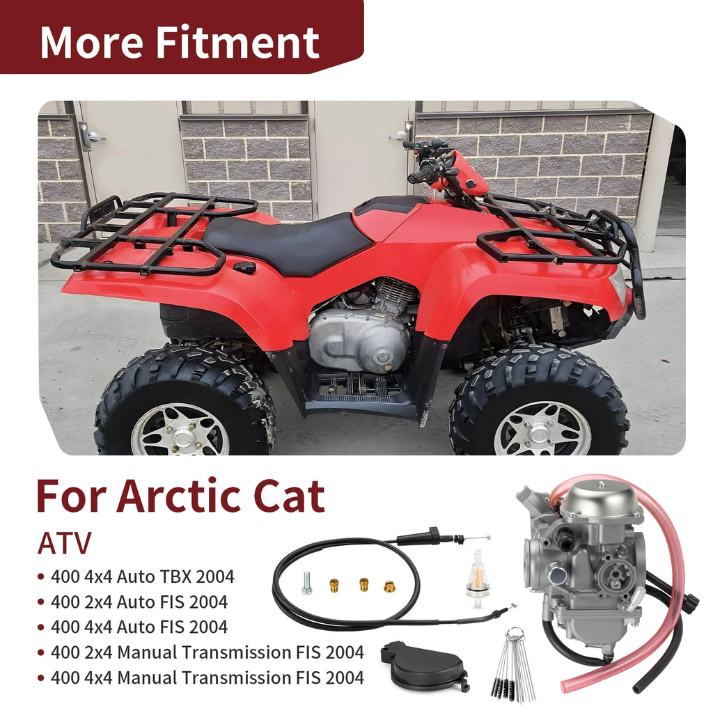 Carburetor, Throttle Cable & Fuel Filter for Arctic Cat 400 2x4/4x4 (2000–2005)