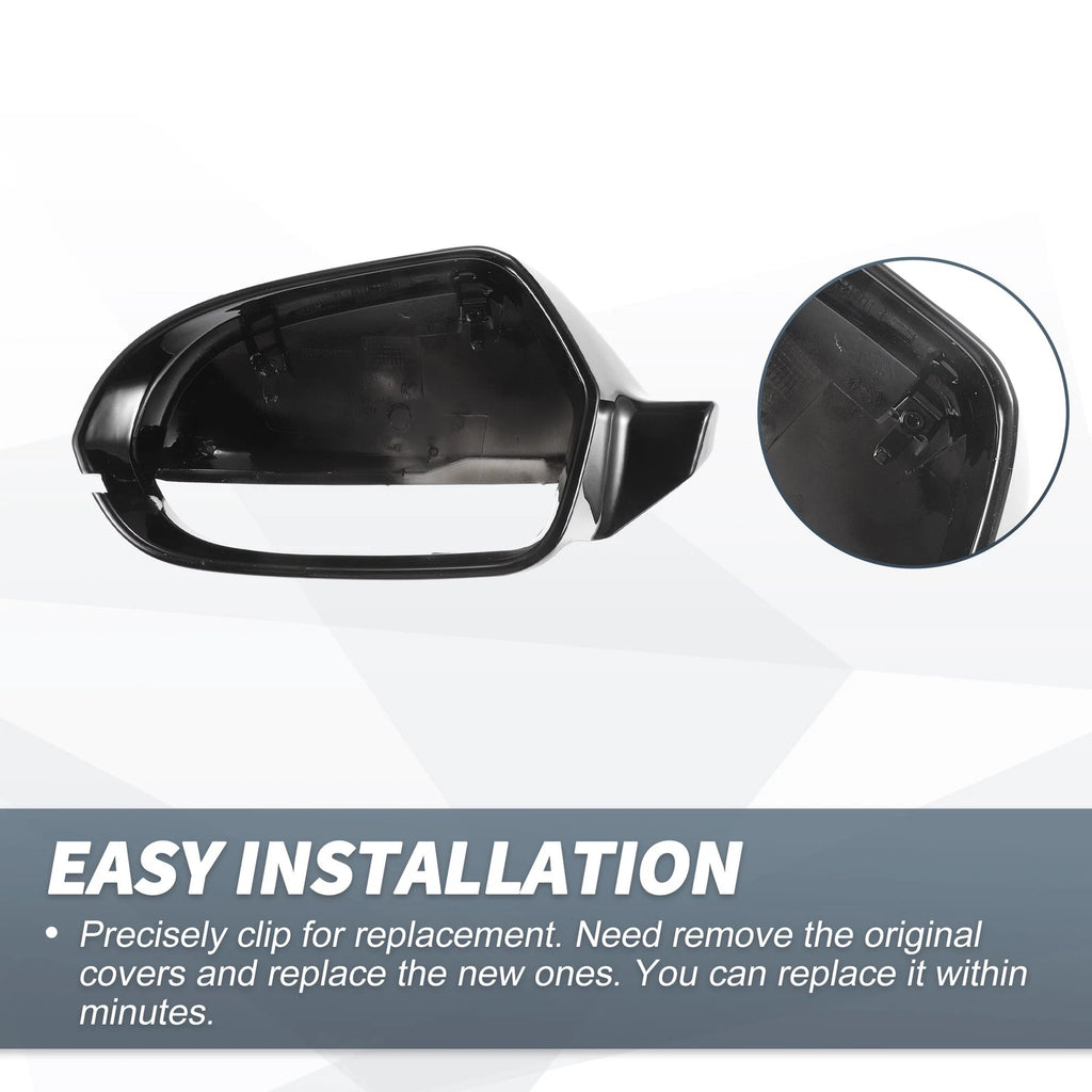 Pair Rearview Mirror Cover Cap Gloss Black for Audi A6 S6 RS6 C7 (2011–2018)