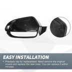 Pair Rearview Mirror Cover Cap Gloss Black for Audi A6 S6 RS6 C7 (2011–2018)