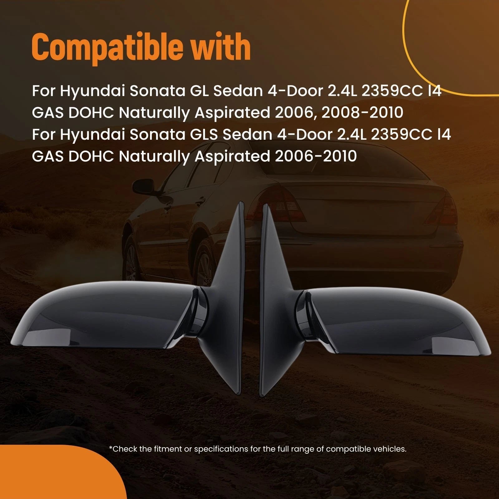 Heated Mirrors Pair for Hyundai Sonata GLS Limited (2006–2010) 876100A000