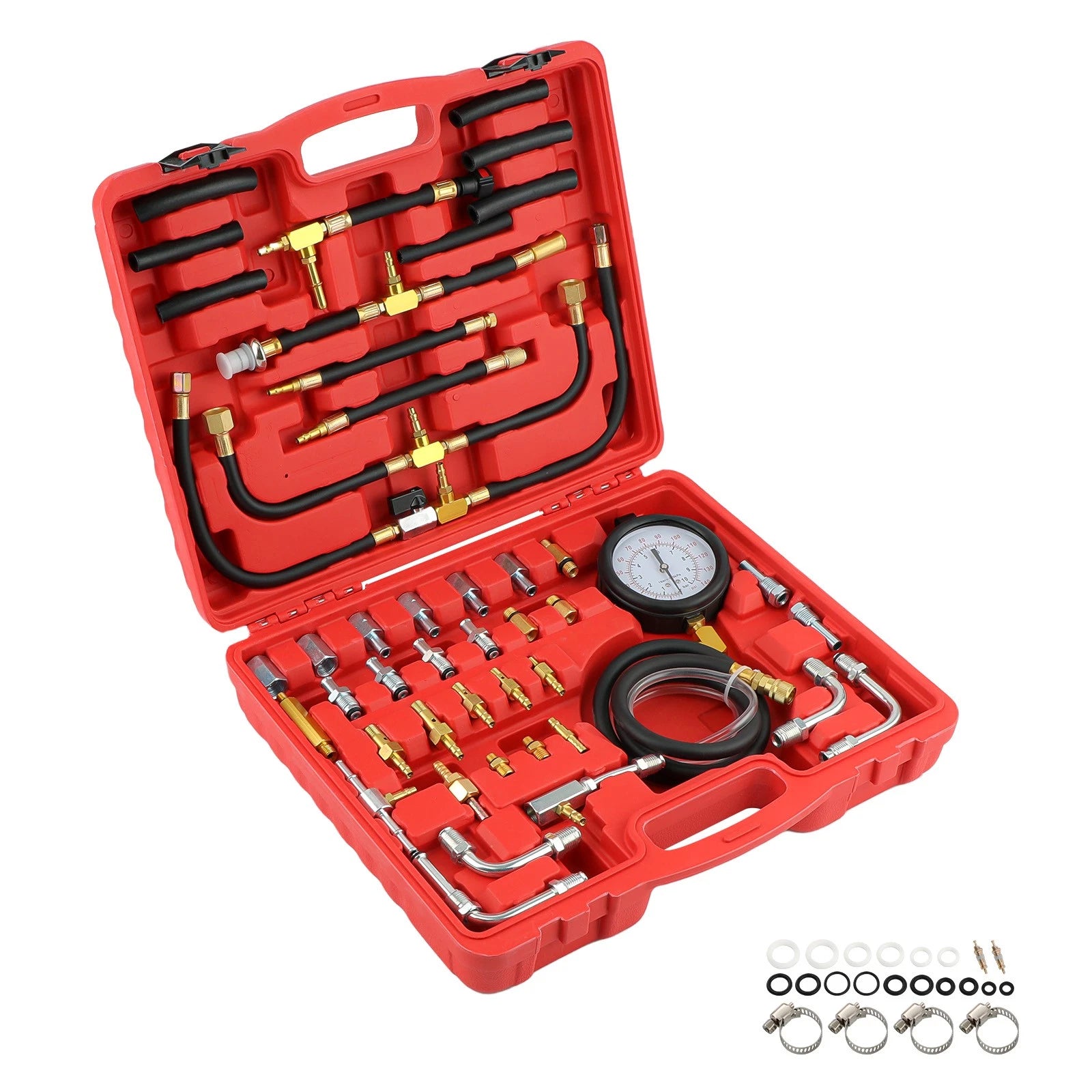 Fuel Injection Pressure Tester Gauge Tool Set for Gasoline Engines (0-140 psi)