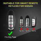 Soft Red TPU+Leather Full Cover Keyless Key Holder Shell Case for Nissan (2013-2021)