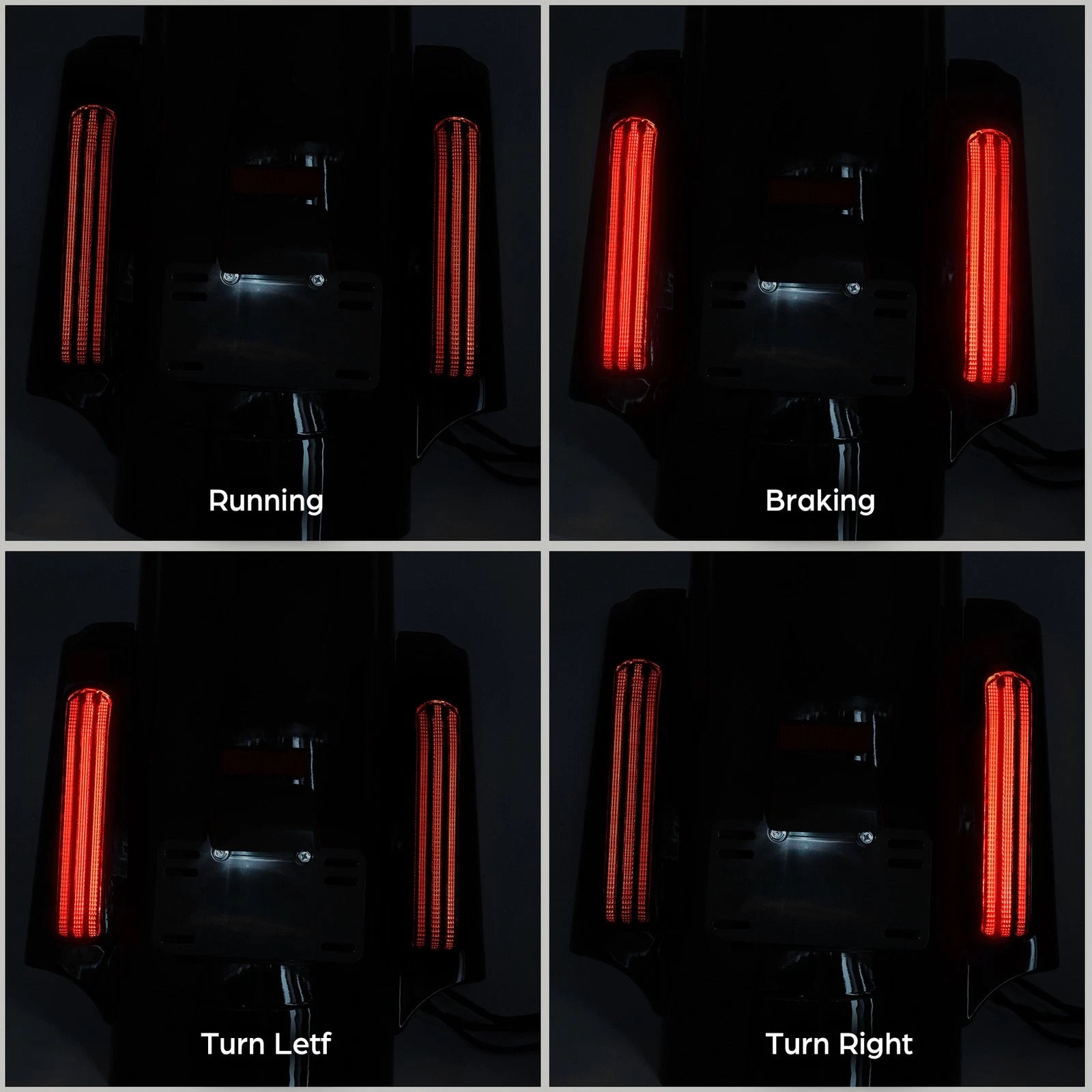 Vivid Black LED Rear Fender System for Harley Touring Road Glide (2014–2024)