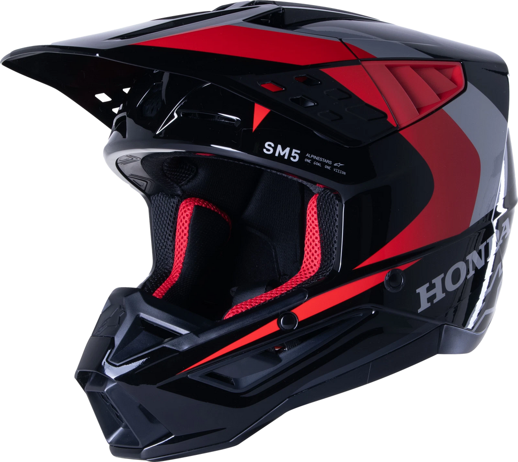 Alpinestars M5 Off-Road Helmet for Honda S (DOT & ECE) - Black/Red, Medium