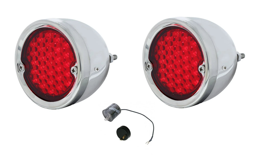 LED Tail Light Assembly Pair with Flasher for 1954-1959 Chevy Stepside Truck