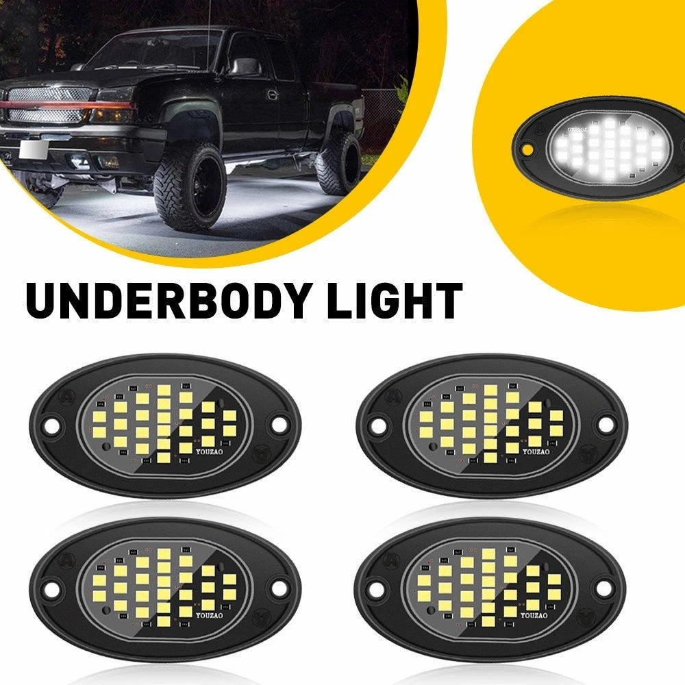 4X White LED Rock Lights for SUV Pickup Truck (Offroad)