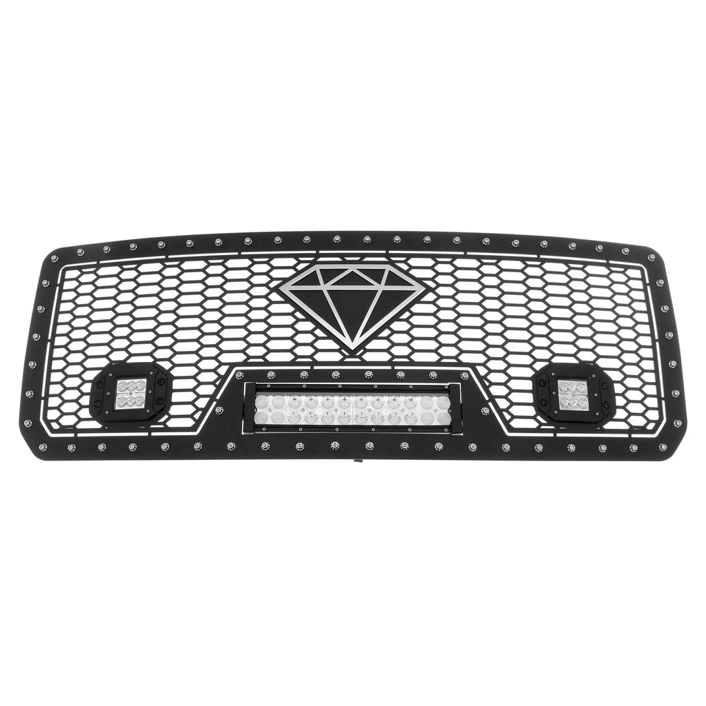 Upper Black Mesh Grille with LED for GMC Sierra 2500/3500 (2015-2019)