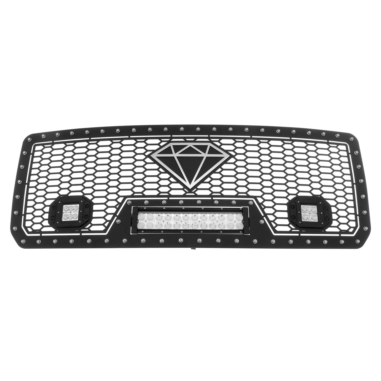 Upper Black Mesh Grille with LED for GMC Sierra 2500/3500 (2015-2019)