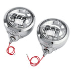 Chrome Auxiliary Fog Passing Lights & Housing Bucket for Harley Davidson