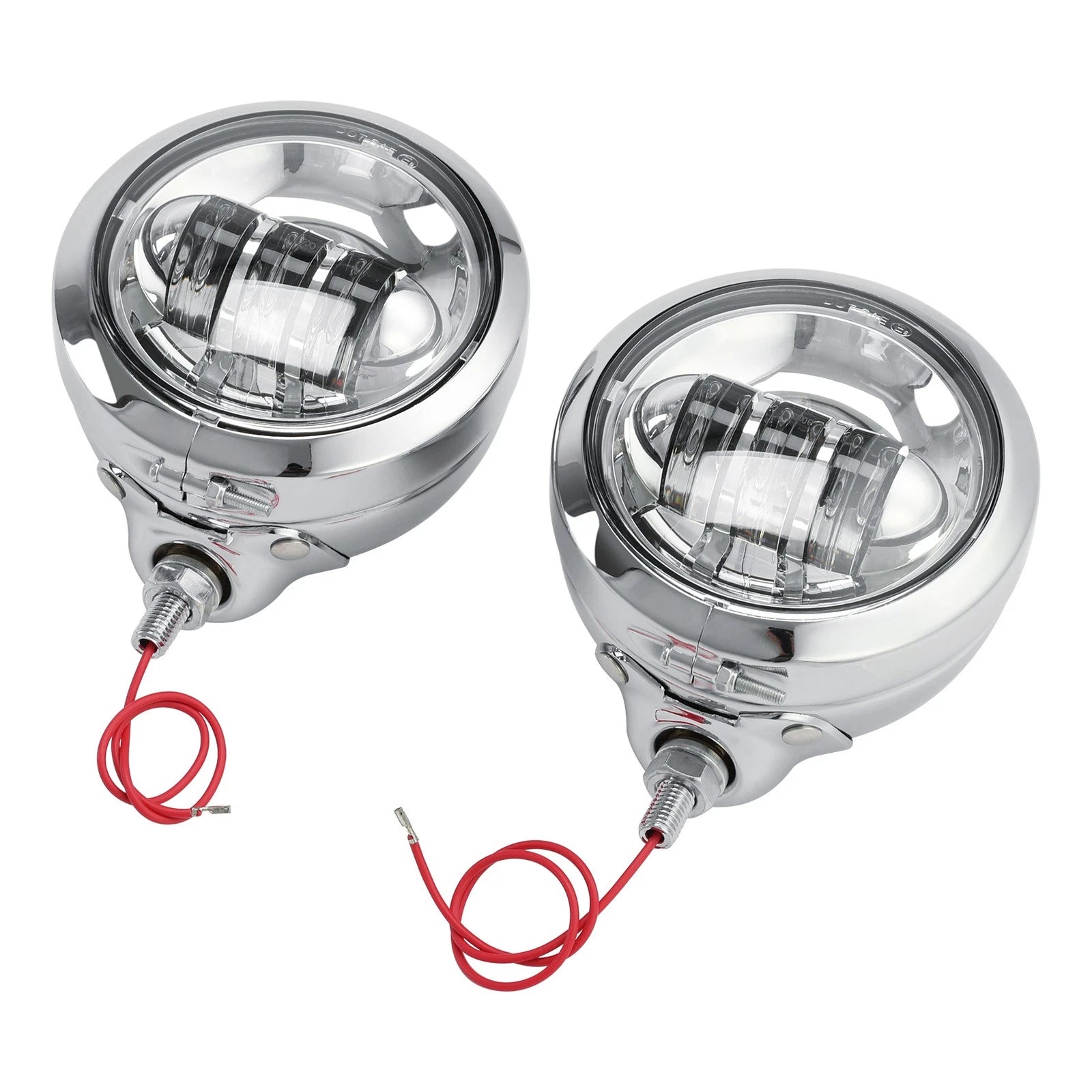 Chrome Auxiliary Fog Passing Lights & Housing Bucket for Harley Davidson