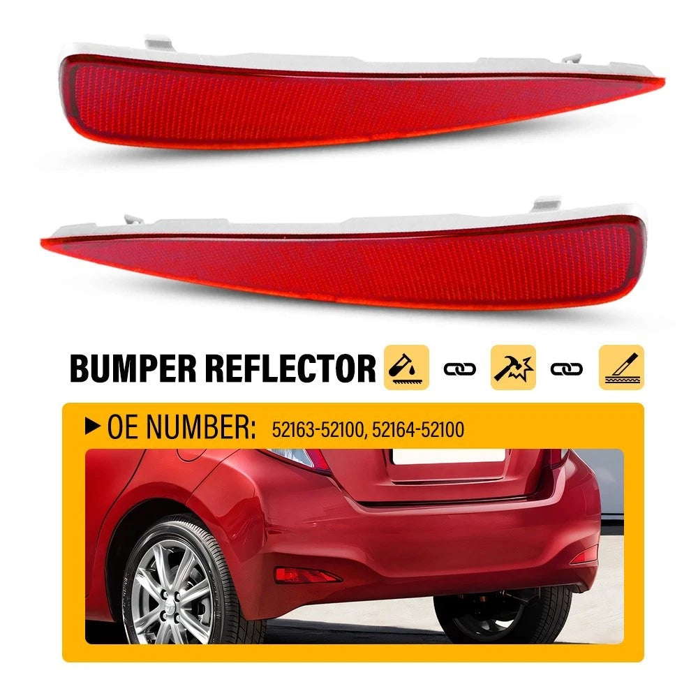 2X Red Lens Rear Bumper Bar Reflector Lights for Toyota Yaris EV (2012–2014)
