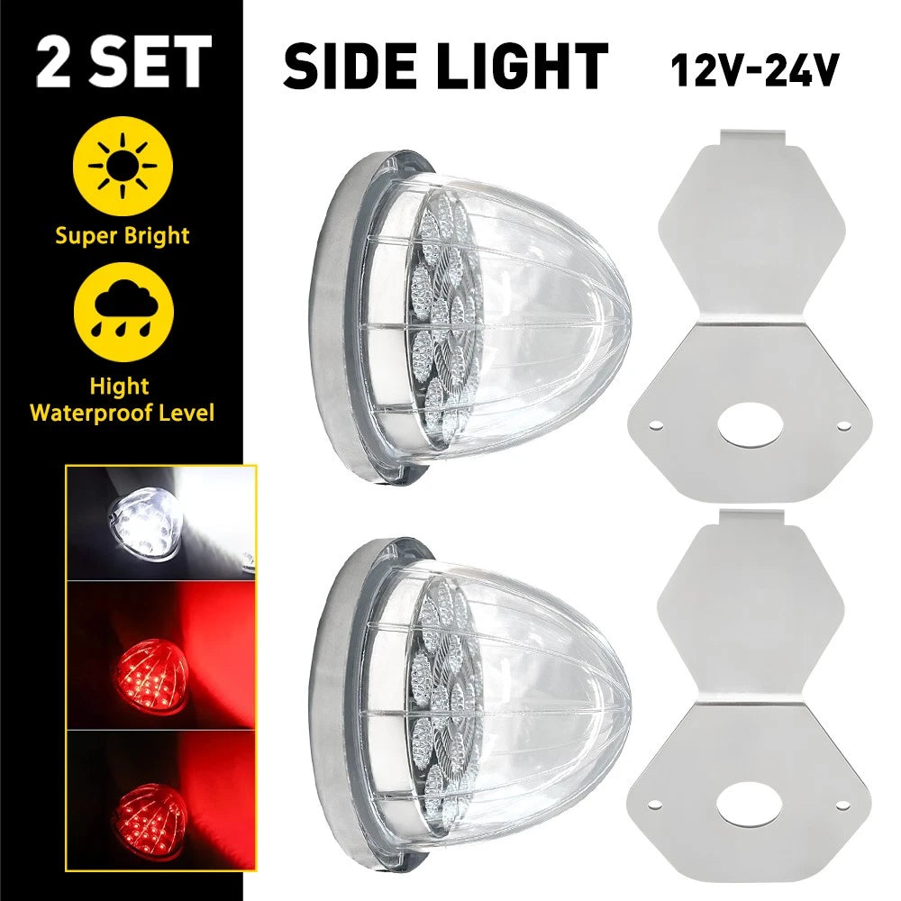 2X Red White LED Under Glow Frame Bracket Universal Clamp