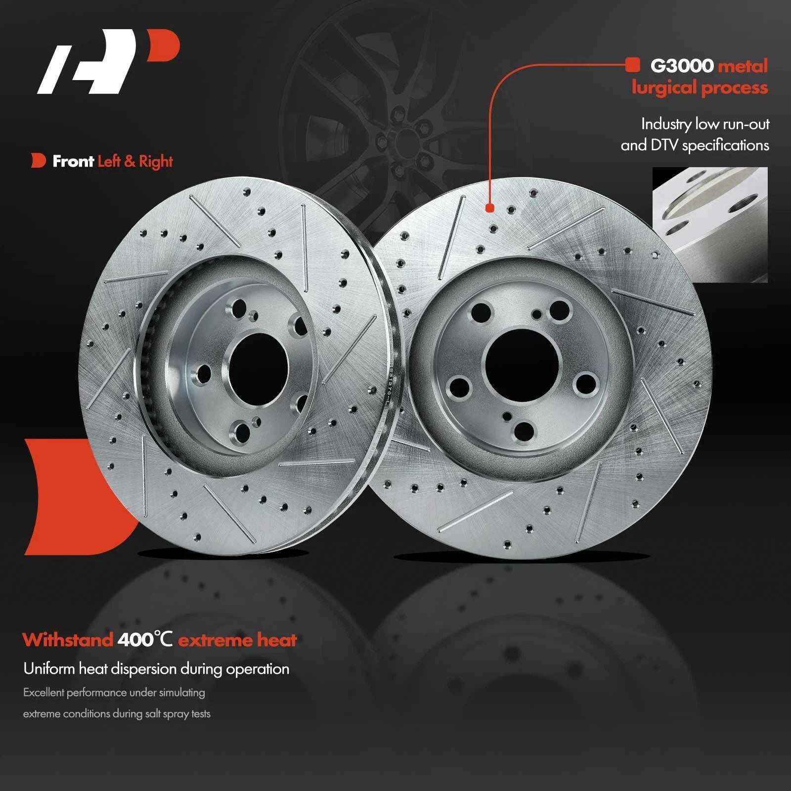 Front Drilled Brake Rotors and Ceramic Pads for Toyota Corolla (2003–2008)