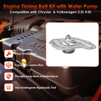 Timing Belt Kit with Water Pump for Chrysler Volkswagen 300 3.5 4.0L (2005–2011) TCKWP295D