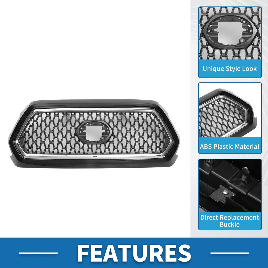 Front Hood Bumper Grille for Toyota Tacoma (2019–2020) Chrome