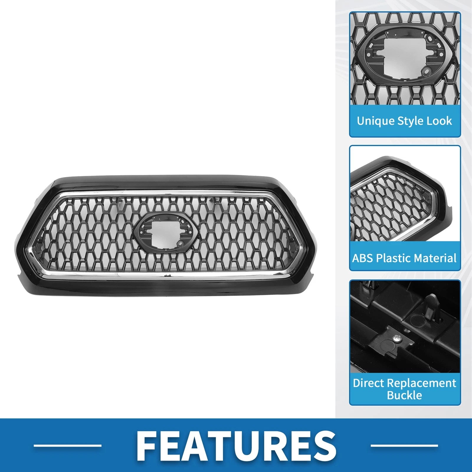Front Hood Bumper Grille for Toyota Tacoma (2019–2020) Chrome