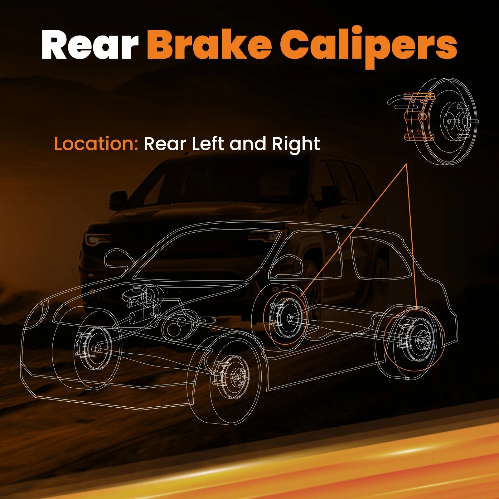 Brake Caliper Set of 2 Rear Right & Left for VW EOS GOLF V (2007–2009)