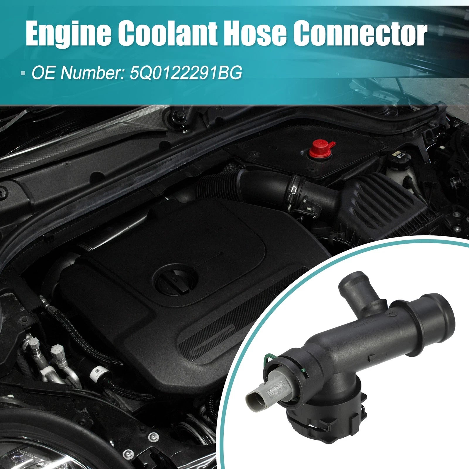 Engine Coolant Hose Connector No.5Q0122291BG for Audi A3 (2018–2020)