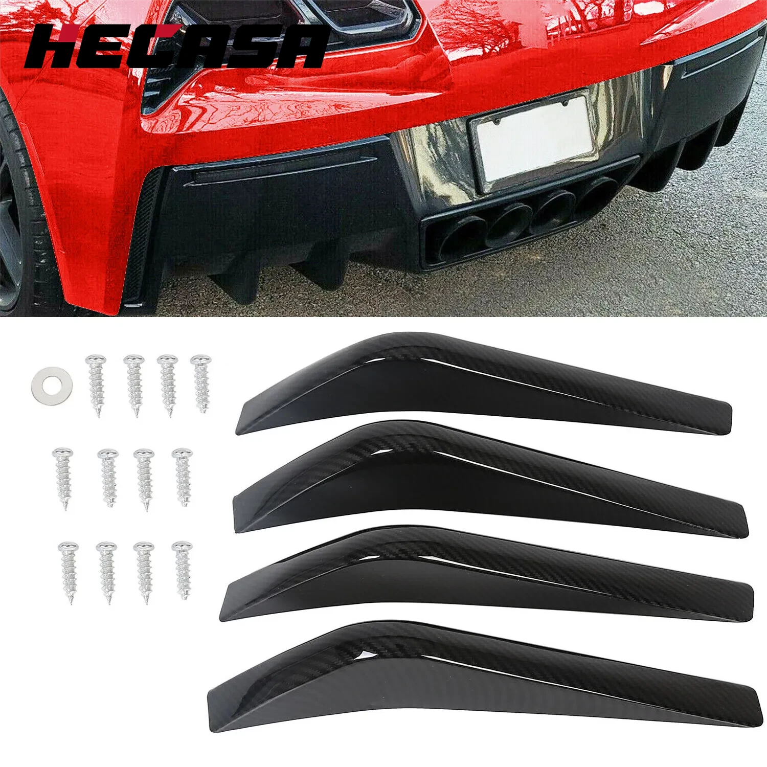 Rear Bumper Lower Air Diffuser Fins for Corvette C7 (2014–2019) Carbon Fiber Look