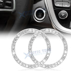 Crystal White Rhinestone Engine Start Stop Push Button Ring Cover for 2024–2024