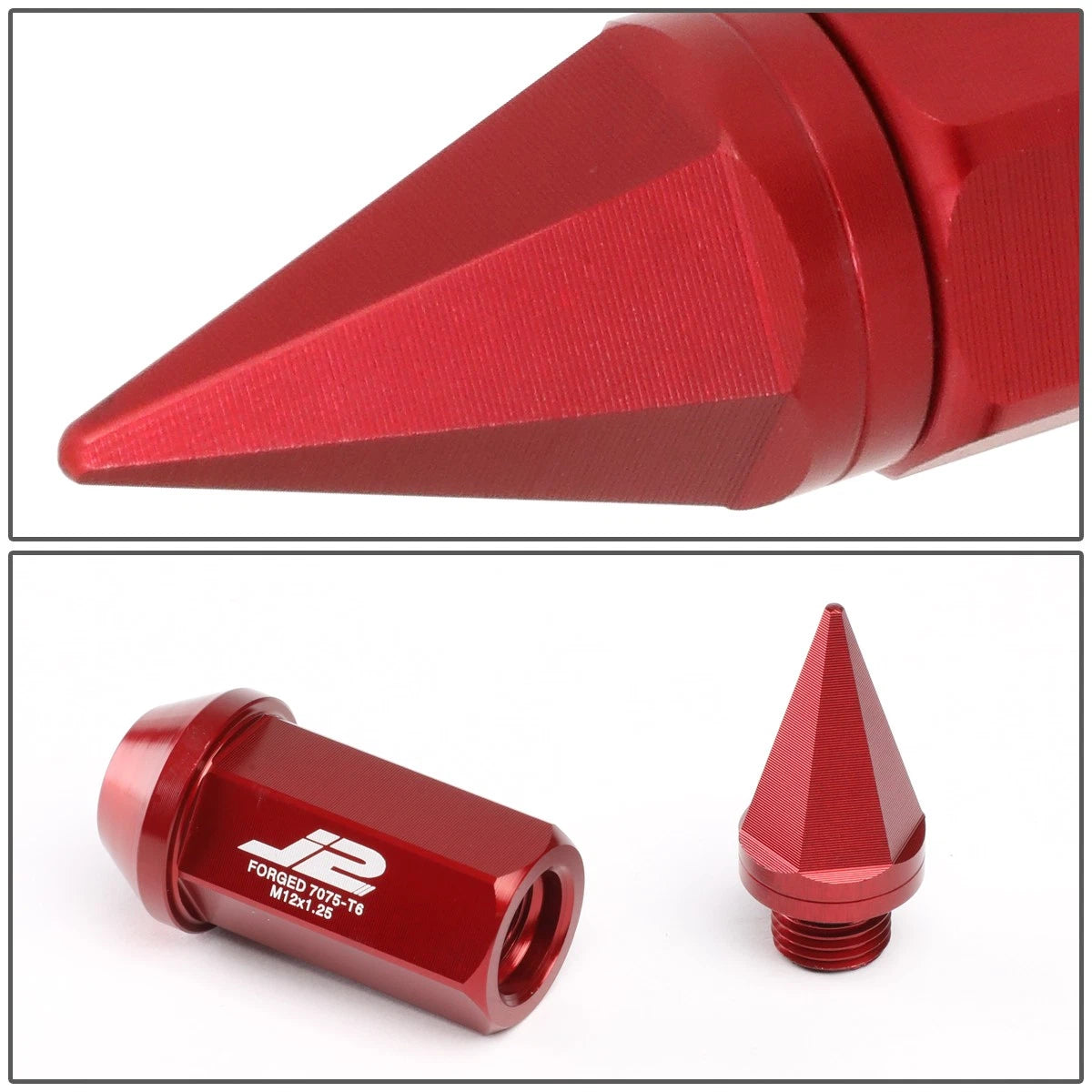 20Pcs J2 7075 Forged Aluminum M12x1.25 Spiky Cap Lug Nuts for Universal