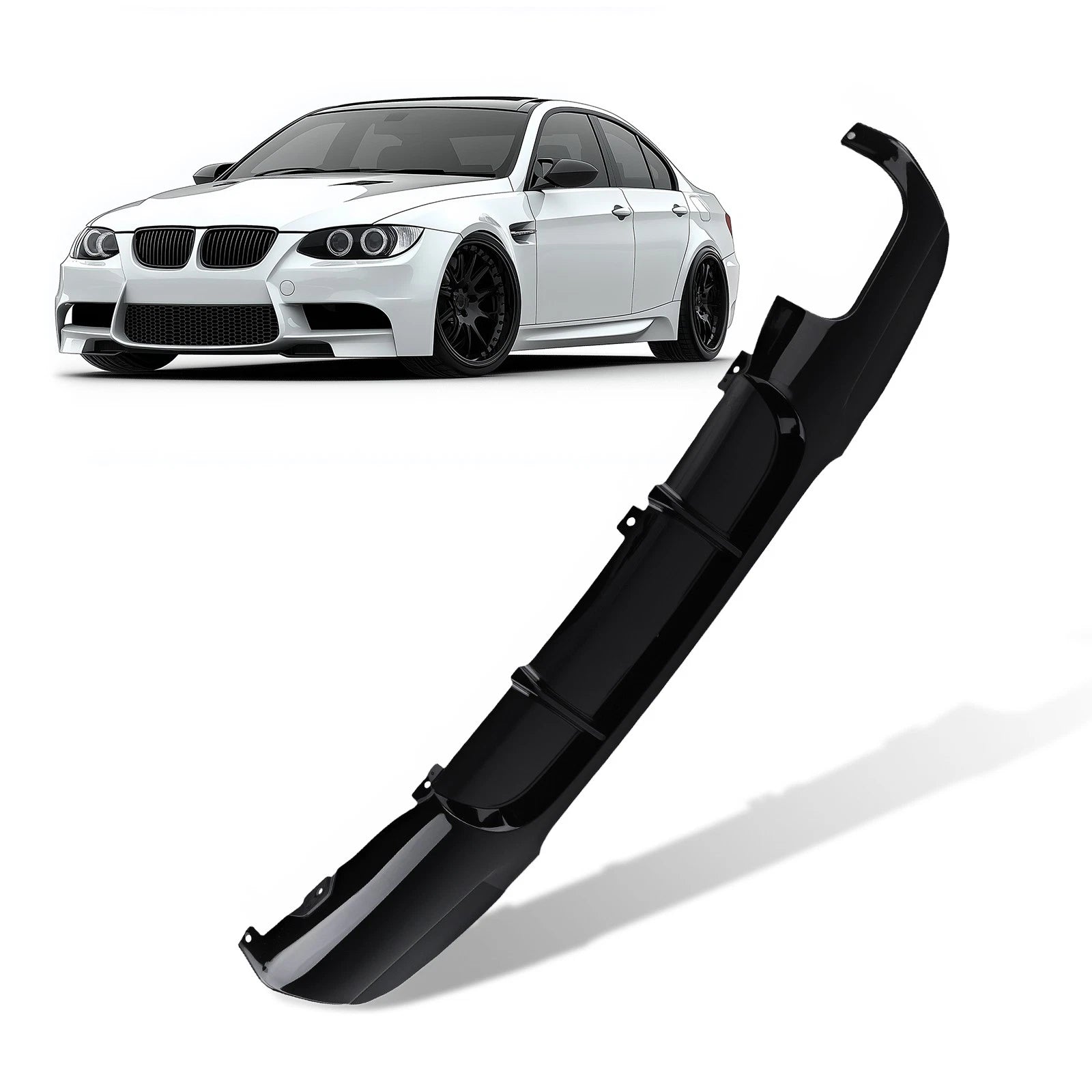 Gloss Black Rear Diffuser for BMW E90 E91 M Sport 2005-2013 PP Twin Exhaust