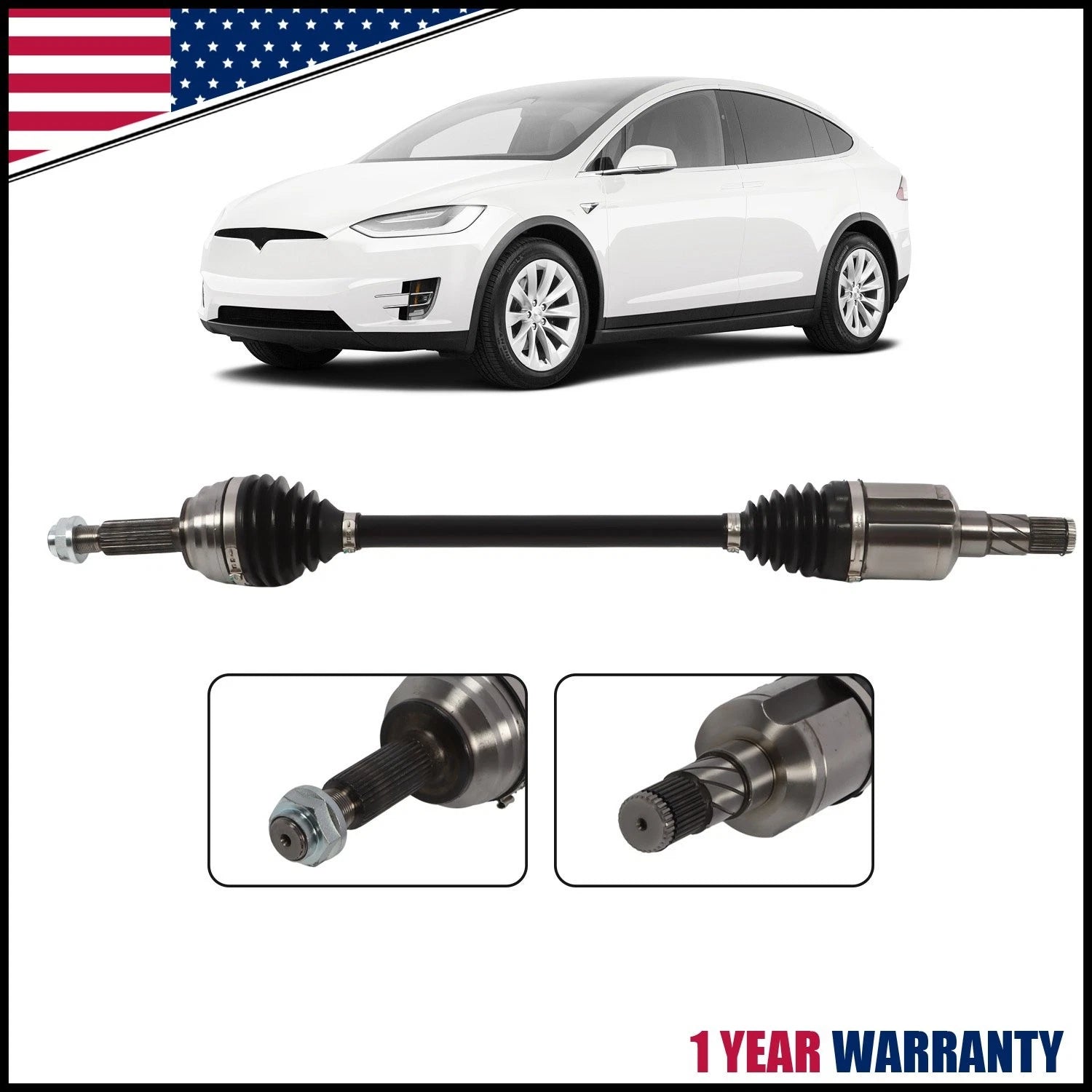 Front CV Axle Half Shaft Left for Tesla Model S (2012–2023) 1138040-00-B