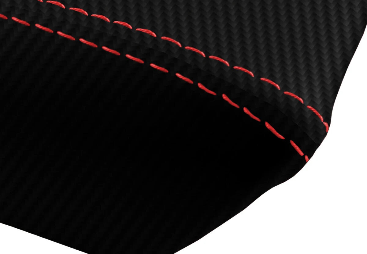 Carbon Fiber Console Lid Cover for Hyundai Tiburon (2003–2008) Black Red Stitch