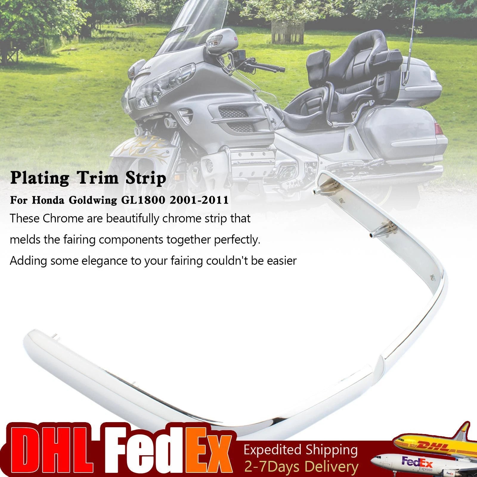 Trunk Trim Strip Moldings for Honda Goldwing GL1800 (2001–2011) Chrome U3