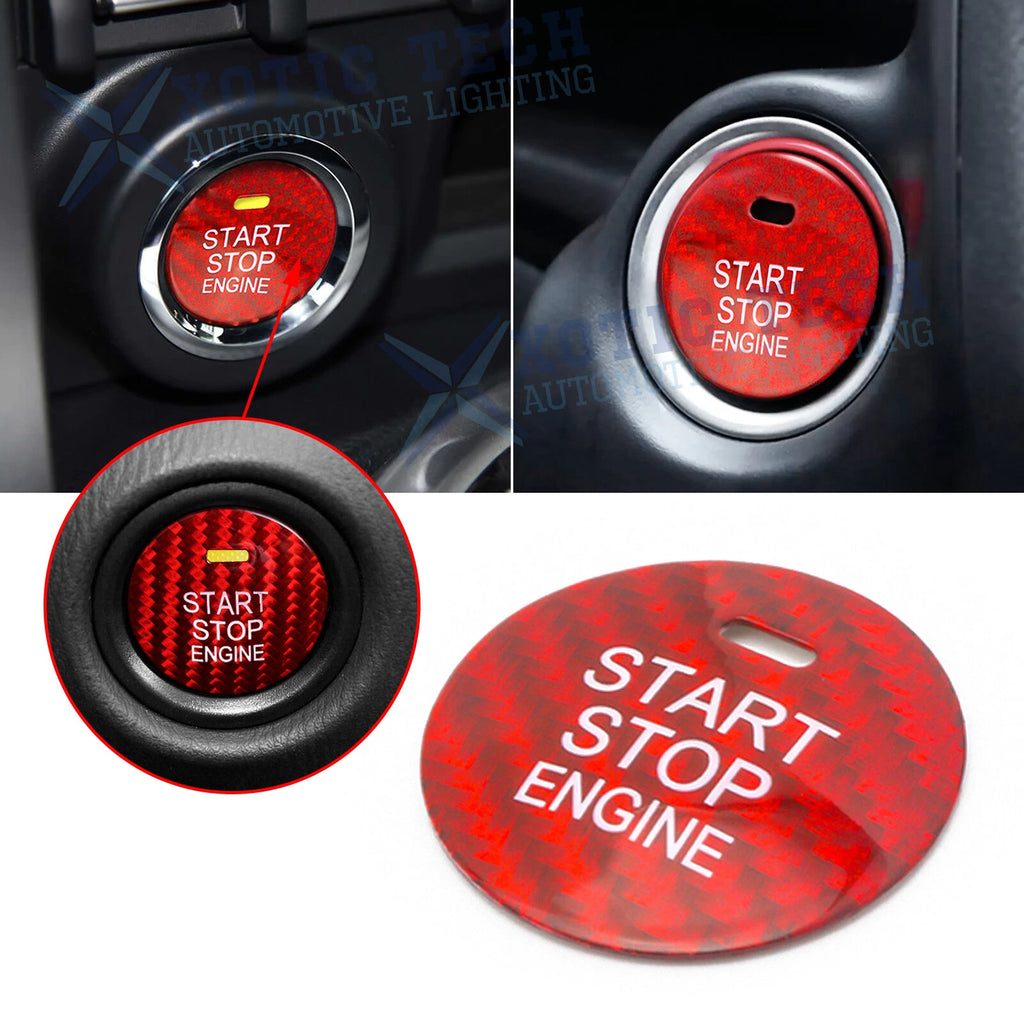 Carbon Fiber Red Engine Start Stop Button Cover for Mazda CX-3 CX-5 MX-5 (2016–2021)
