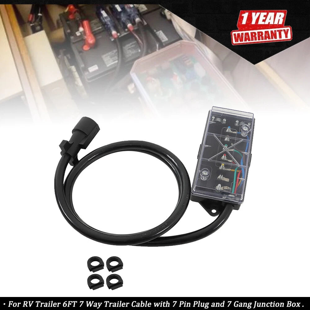 7 Way Trailer Cable with 7 Pin Plug for RV Trailer (6FT)