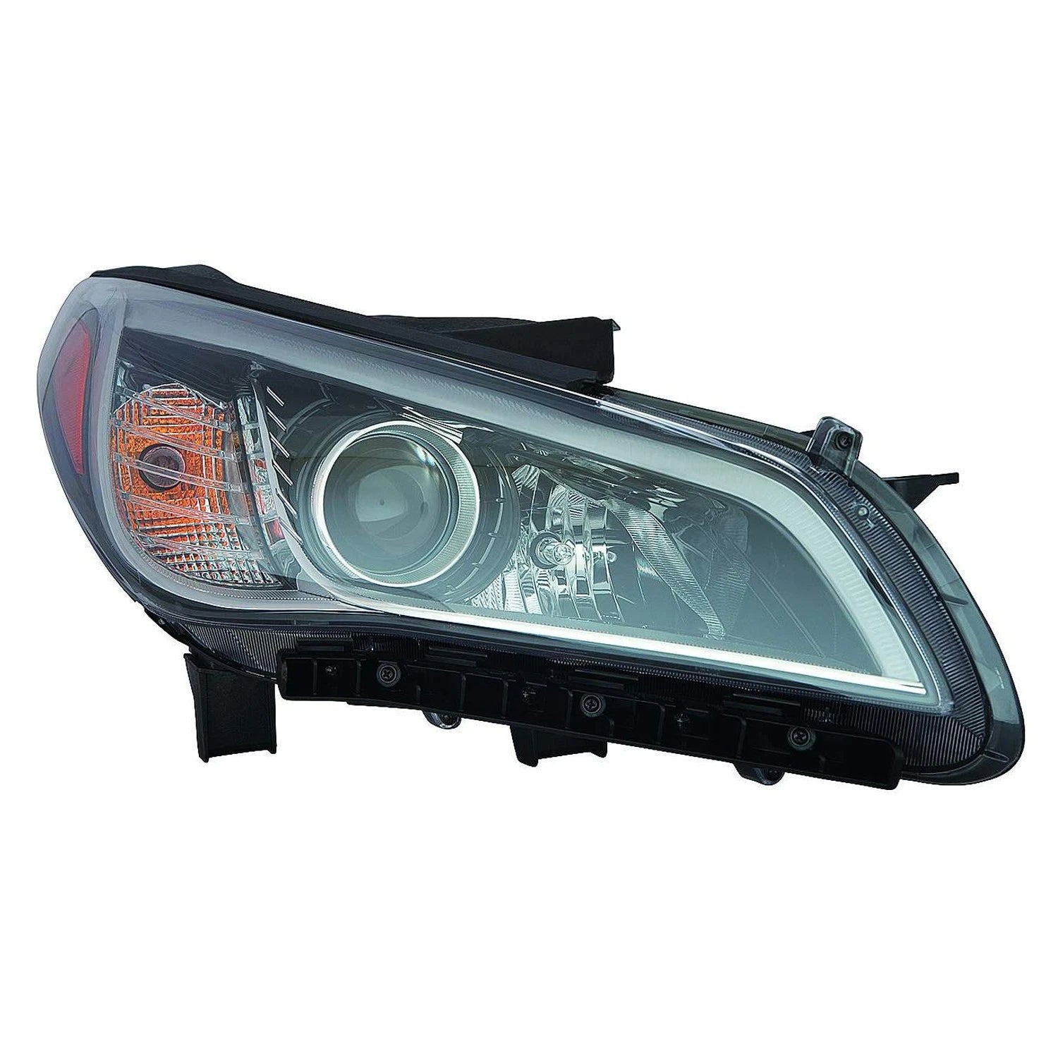 Replacement Passenger Halogen Headlight Assembly w/Black Bezel w/Chrome Trim