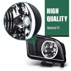 Set of 2 Black LED Halo Headlights for Ford Mustang (2005–2009)