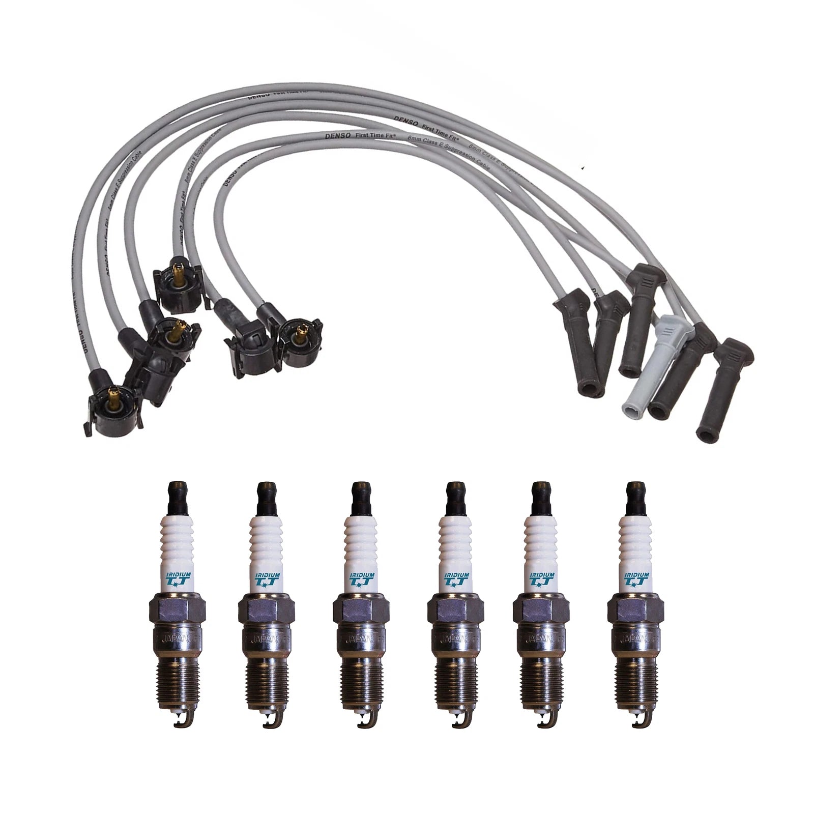 Denso 7mm Wire Set & 6 Iridium TT Spark Plugs for Ford Mustang (2005–2010)