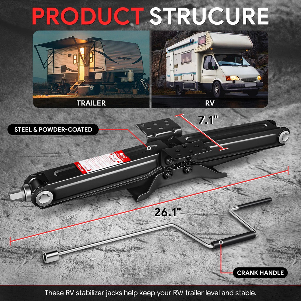 2X 2.5 Ton 24" Stabilizer Leveling Scissor Jacks for RV Camper