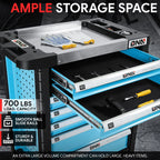 7 Drawer Rolling Tool Chest for Garage Organizer (Lockable, Blue)