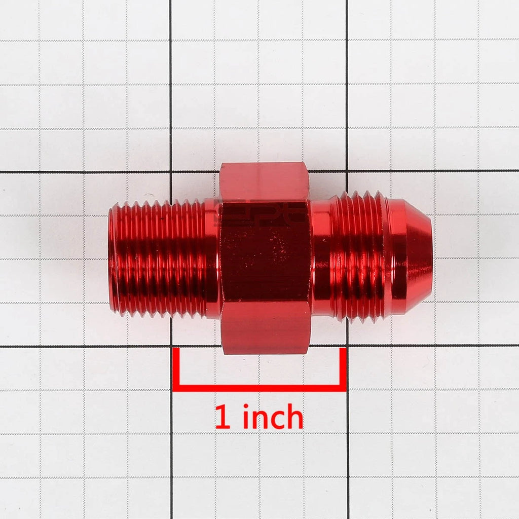 Red 8-AN Flare to 1/2" NPT Fitting Coupler Adapter with 1/8" Port