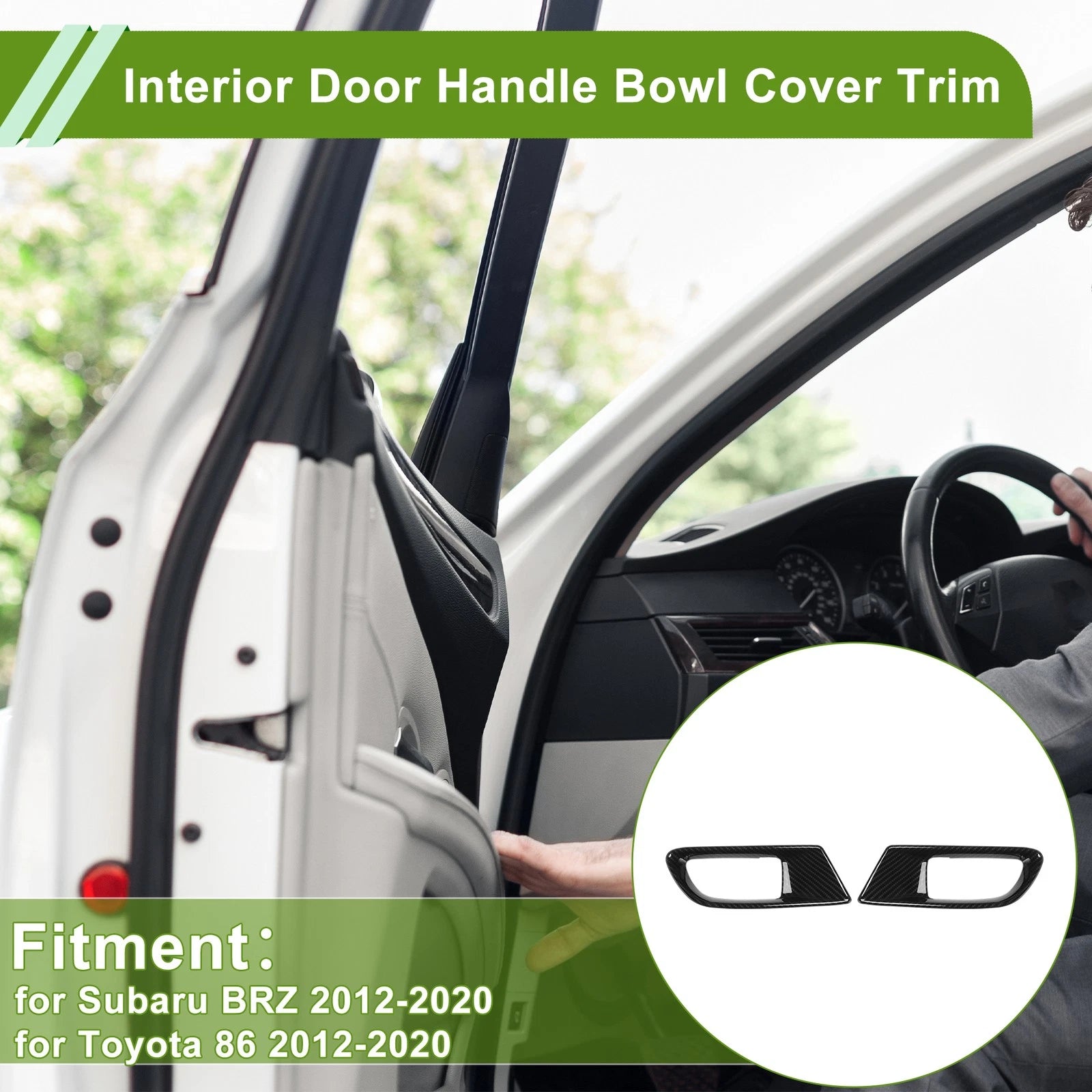 Set of 2 Interior Door Handle Bowl Cover Trim for Subaru BRZ (2012–2020) Black ABS