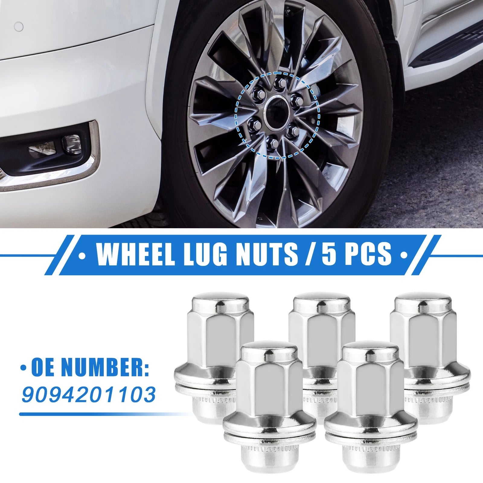 5pcs Wheel Lug Nuts M14x1.5 for Toyota Tundra Sequoia (2000–2023)