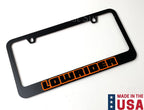Matte Black License Plate Frame w Orange Outline for Universal (Any Year)