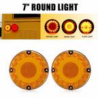 2pc 7" Round Amber 36-LED Tail Light for School Bus Transit Vehicle (H)